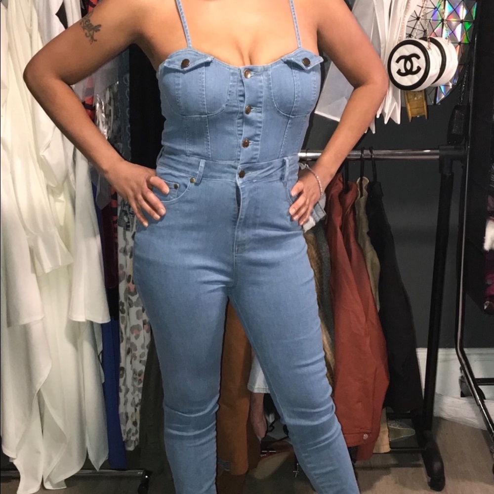 Spaghetti Strap Denim 1 Piece